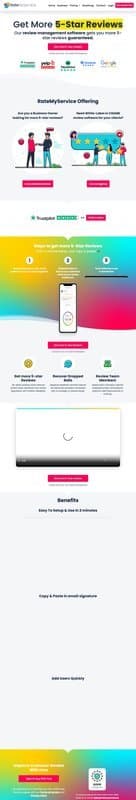 RateMyService homepage interface - marketing tool review