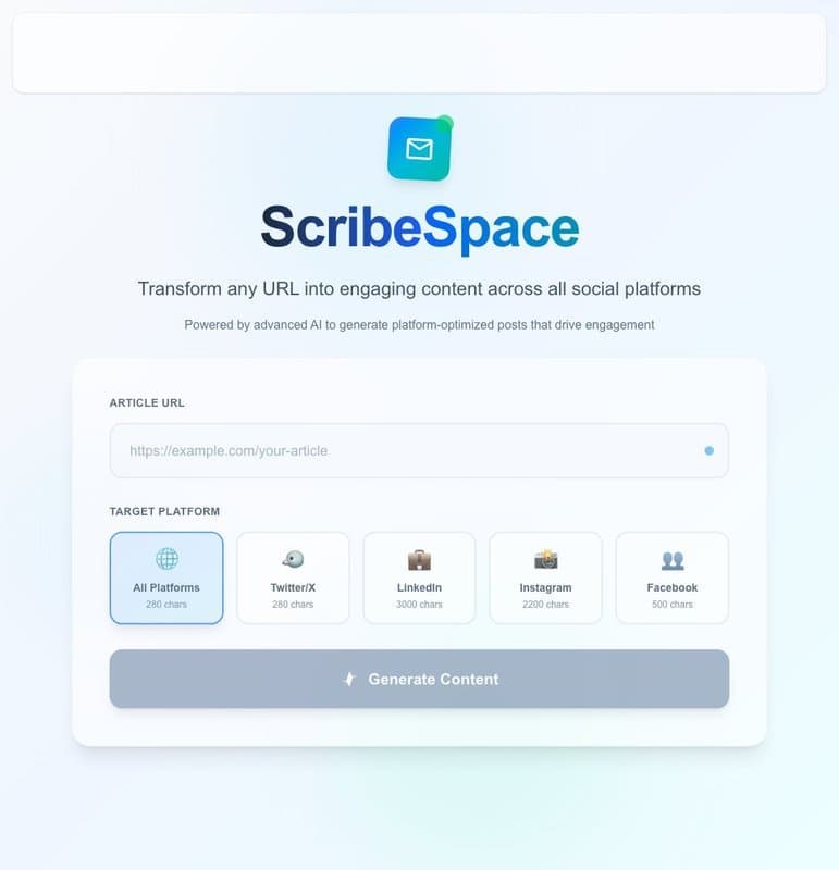Scribespace homepage interface - marketing tool review