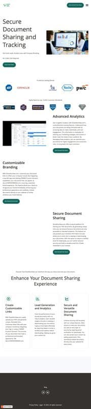 ShareDocView homepage interface - marketing tool review