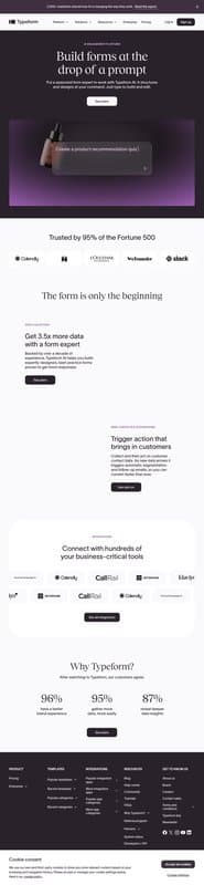 Typeform homepage interface - marketing tool review