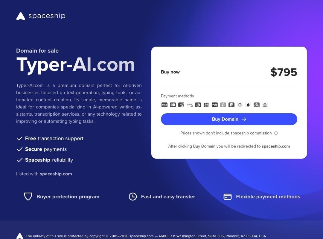 Typer AI homepage interface - marketing tool review