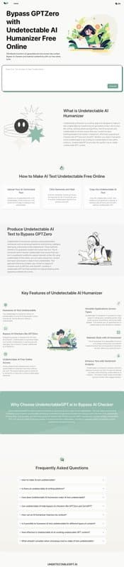UndetectableGPT homepage interface - marketing tool review