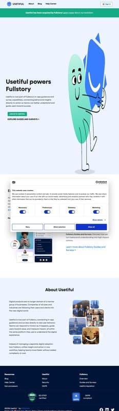 Usetiful homepage interface - marketing tool review