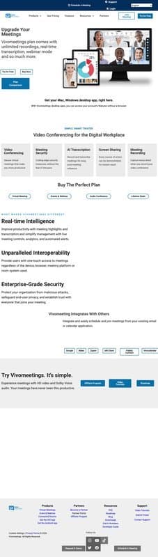 Vivomeetings homepage interface - marketing tool review