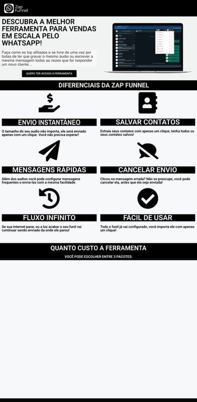 Zap Funnel homepage interface - marketing tool review