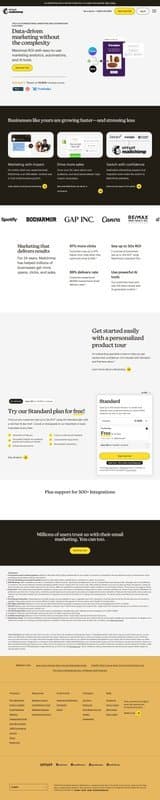 Mailchimp homepage interface - marketing tool review