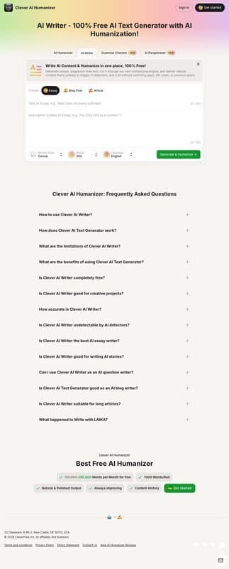 Writewithlaika homepage interface - marketing tool review